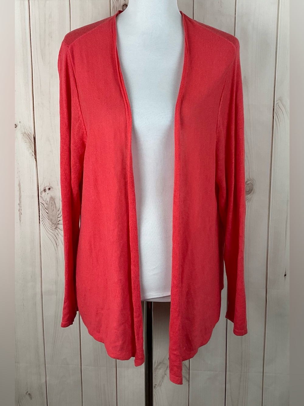 J. Jill Woman Coral Open Front Linen Blend Cardigan Sweater Plus Size 1X